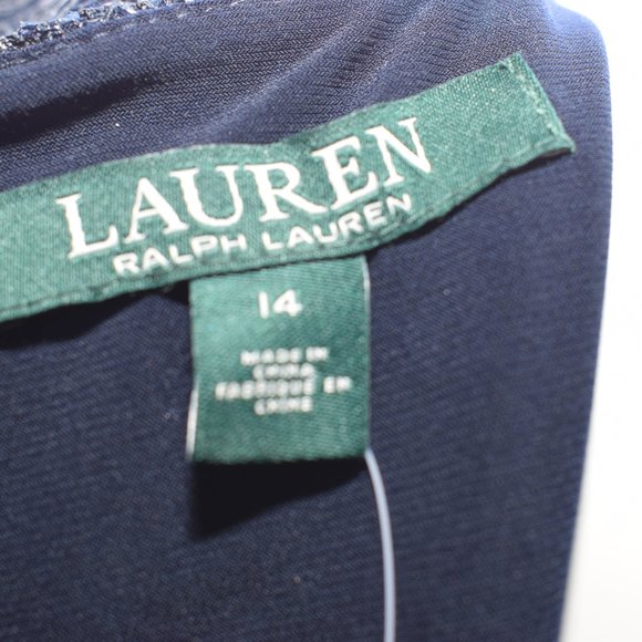 *NEW* Lauren Ralph Lauren Navy Ruffled Lace - Picture 7 of 8